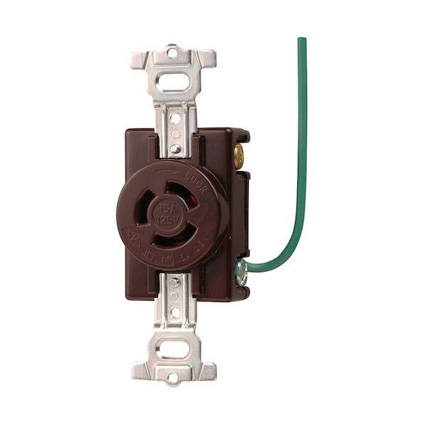 接地2P 15A 引掛埋込コンセント(接地リード線付)(チョコ) MH2872C-1 1点