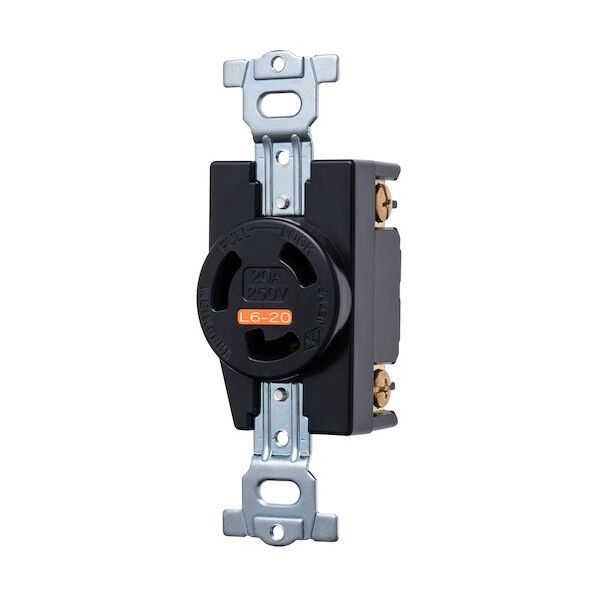 接地2P 20A 引掛埋込コンセント(黒) (L6-20R 準拠)