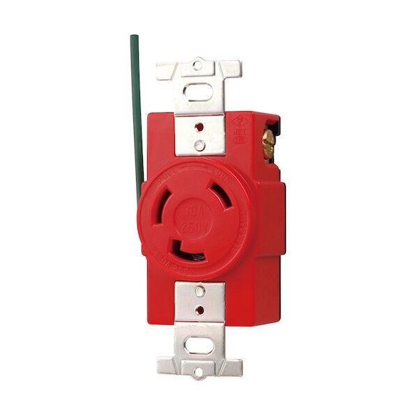 接地2P 30A 引掛埋込コンセント(接地リード線付)(赤) (L6-30R 準拠) MH2878R-1 1点