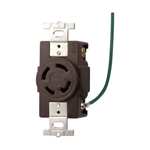 接地3P 30A 引掛埋込コンセント(接地リード線付)(チョコ) (L15-30R 準拠) MH2879C-1 1点...