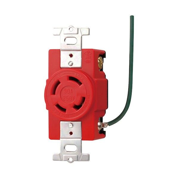 接地3P 30A 引掛埋込コンセント(接地リード線付)(赤) (L15-30R 準拠) MH2879R-1 1点...