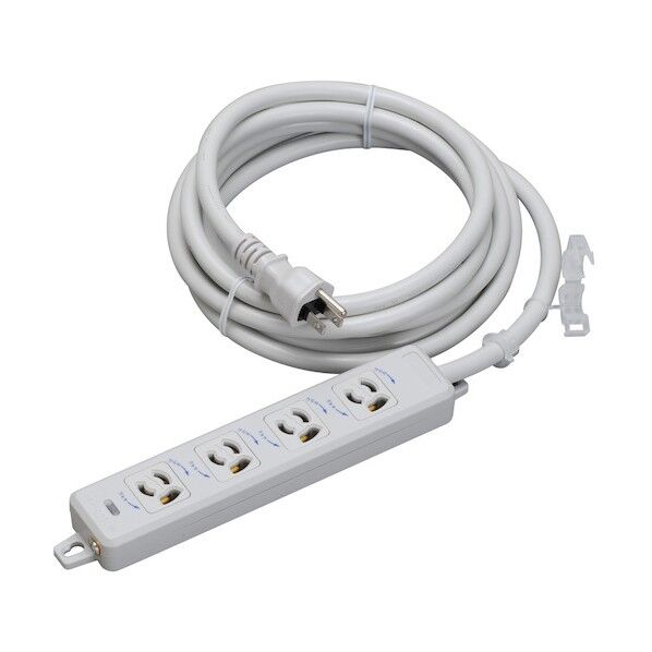 横形OA用抜け止め接地タップ4コ口 ランプ、マグネット付 VCT3m接地プラグ付 グリップ、ブッシング付