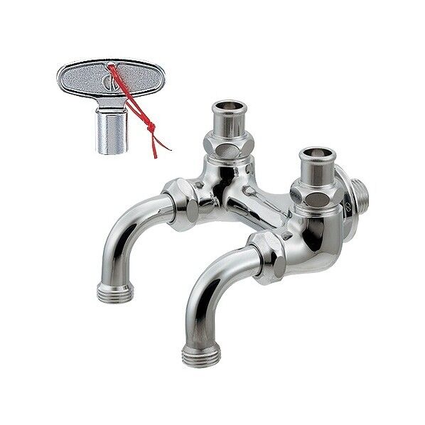 共用ガーデン用双口ホーム水栓 クローム(メタル) 呼13 705-101-13 1個