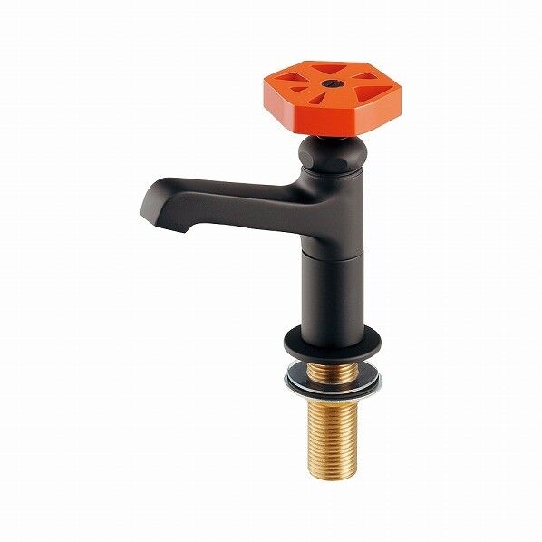 立水栓 マットブラック・オレンジ 700-023-DR 1個