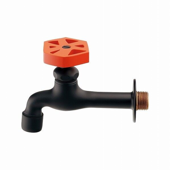 泡沫胴長横水栓 マットブラック・オレンジ 702-225-DR 1個