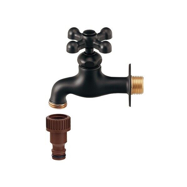 ガーデン用横水栓 マットブラック 701-029-13 1個