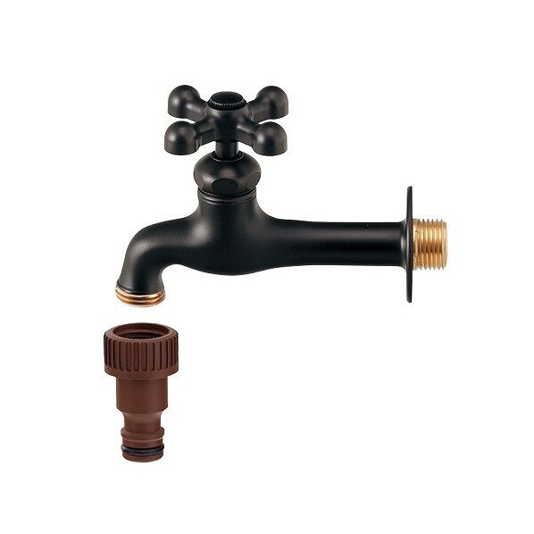 ガーデン用胴長横水栓 マットブラック 702-029-13 1個