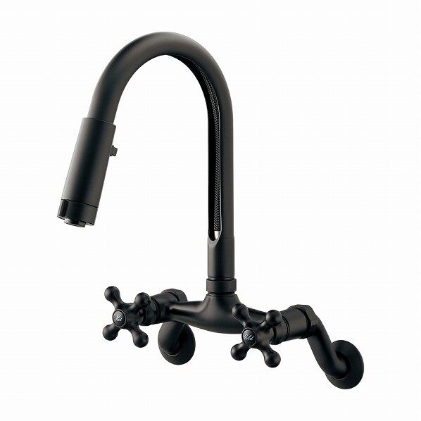 2ハンドル混合栓(シャワーつき) マットブラック 124-108-D 1個