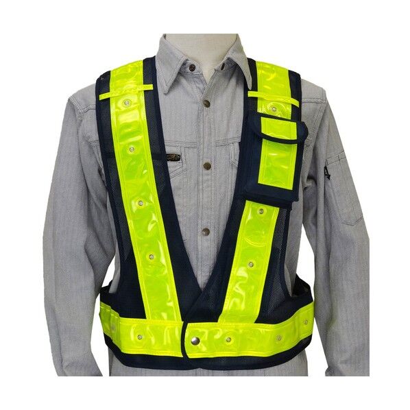 多機能ベスト「光るんです」IU付（紺/黄）赤LED