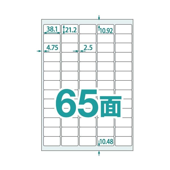 中川製作所 楽貼ラベル 65面 RB21 UPRL65A 000423 100枚