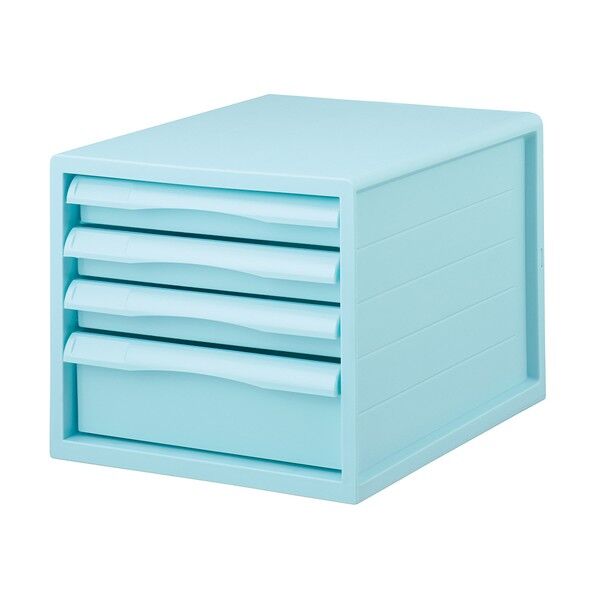 FIT COLOR A4レターケース 4段 ブルー A4E-FC04-BL 1台