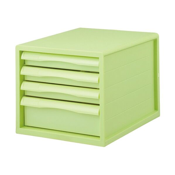 FIT COLOR A4レターケース 4段 グリーン A4E-FC04-GN 1台