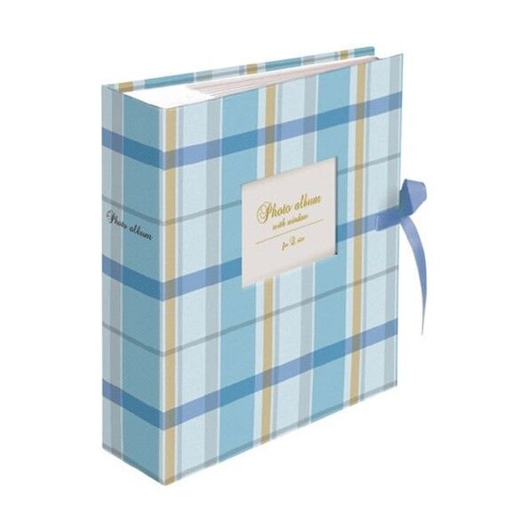 ナカバヤシ 窓付きポケットアルバム/チェック/ブルー ブルー 1PLW-201-3-B 0...