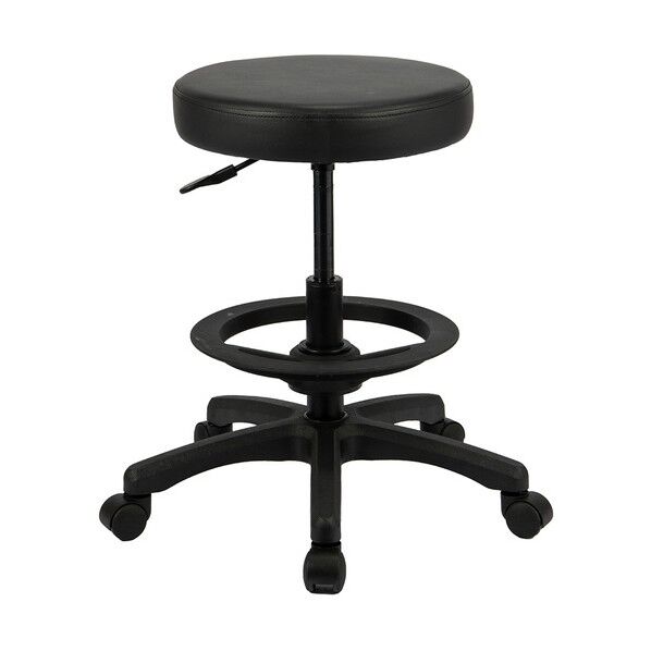 ラウンドOAチェア ハイタイプ 足置きリング付き/ブラック