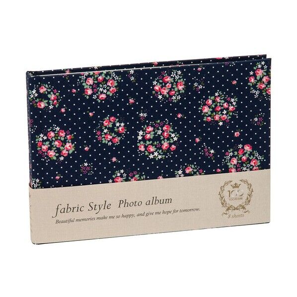 100年台紙アルバム B6 ラブリーフラワー ダークブルー