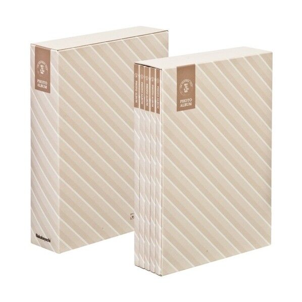 5冊組ポケットアルバム270枚/ストライプ/べージュ 5PL-270-33-V 5冊