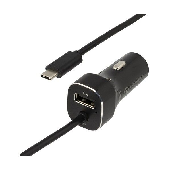 QC3.0/Type-Cケーブル/USBポート/カーチャージャー/ブラック JYU-DCU01BK 1点...