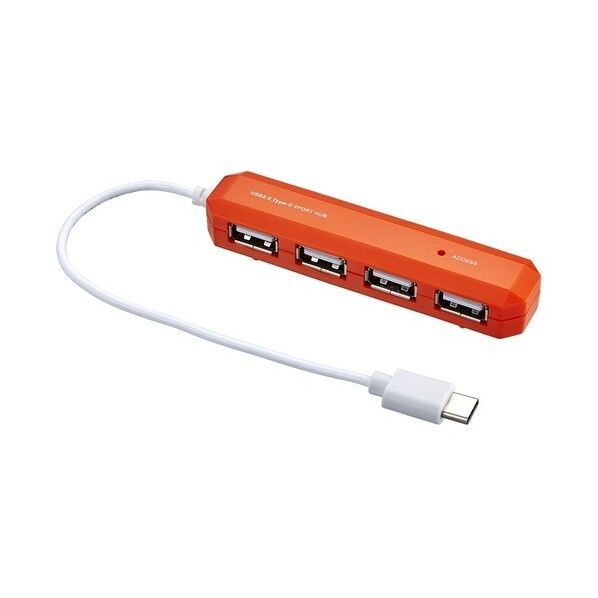 USB2.0/Type-C/4ポートハブ/15cm/オレンジ UH-C2474DD 1点