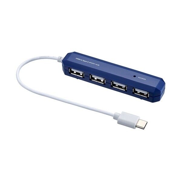 USB2.0/Type-C/4ポートハブ/15cm/ブルー UH-C2474BL 1点