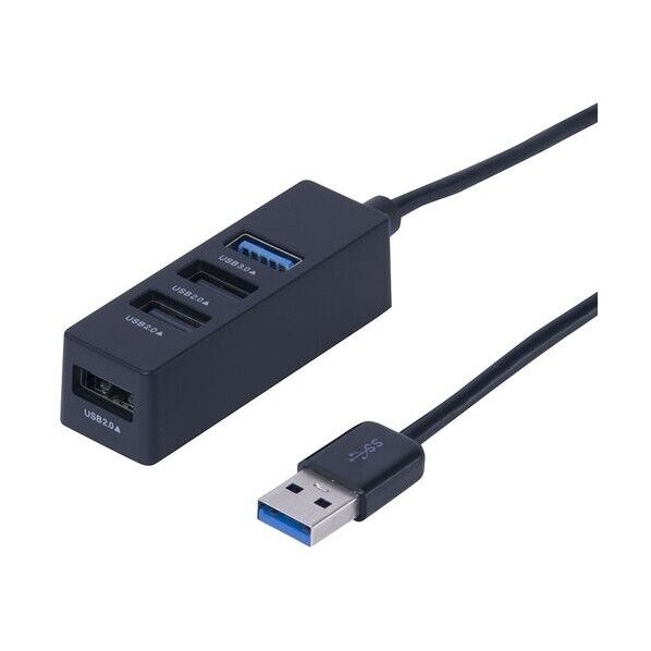 USB3.0+2.0 4ポートハブ 0.3m ブラック UH-3064BK 1点