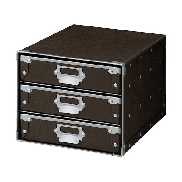 デスクトップケース タテ3段 ブラウン