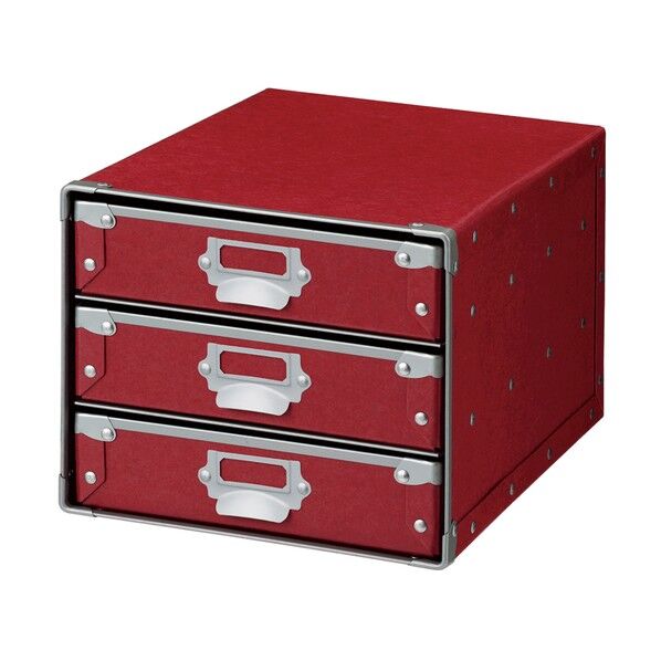 デスクトップケース タテ3段 レッド FBD-NA43R 1点...