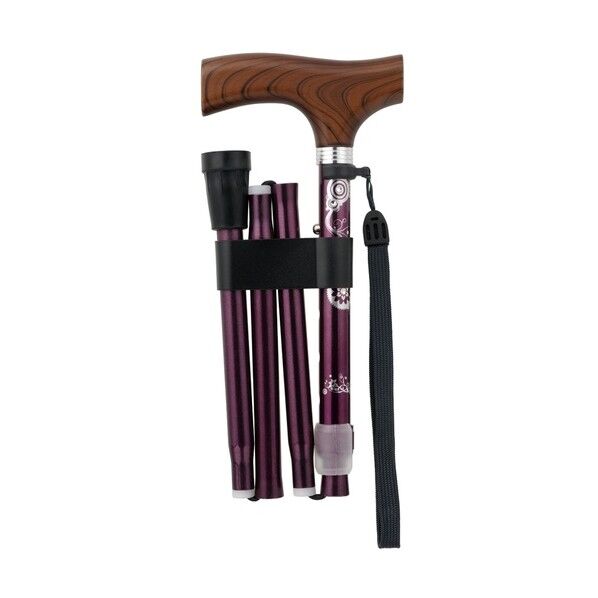  ラインスト-ン折り畳みステッキ ピンク RQS-R001P 1点...