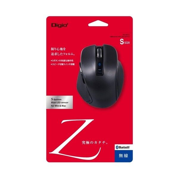 小型Bluetooth5ボタンBlueLEDマウス ブラック MUS-BKF121BK 1点