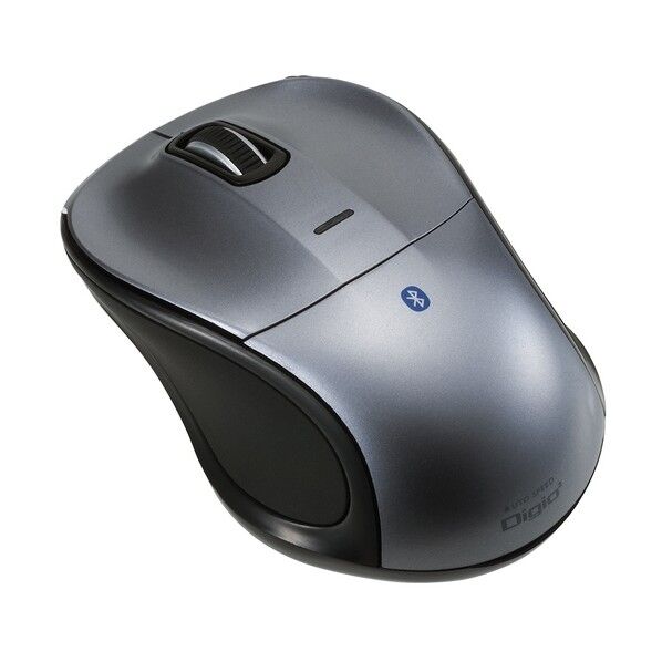 小型BT静音3ボタンブルーLEDマウス/グレー MUS-BKT111GY 1点