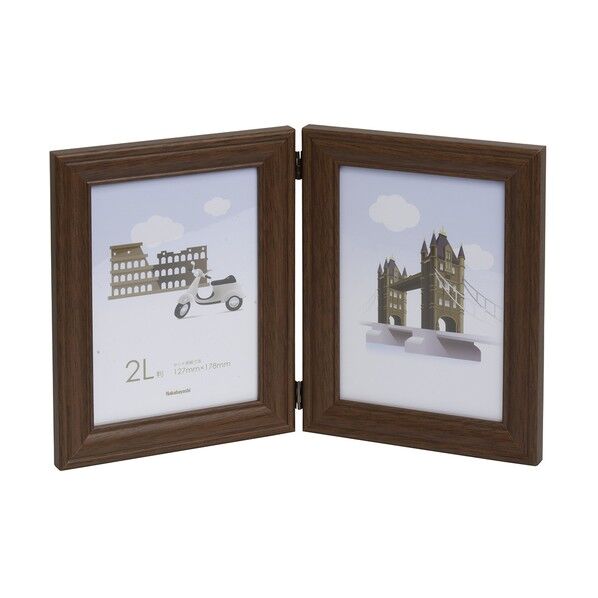 木製ツインフレーム/2L判タテ型/ブラウン TWSW-301-BR 1点...