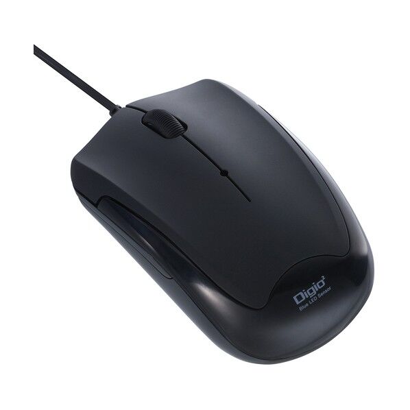 有線静音3ボタンBlueLEDマウス ブラック MUS-UKT124BK 1点...