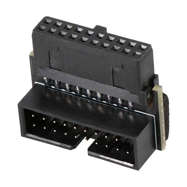 マザーボード用 切り欠き後ろ19ピン USB3．0ピンヘッダー用L型コネクタ