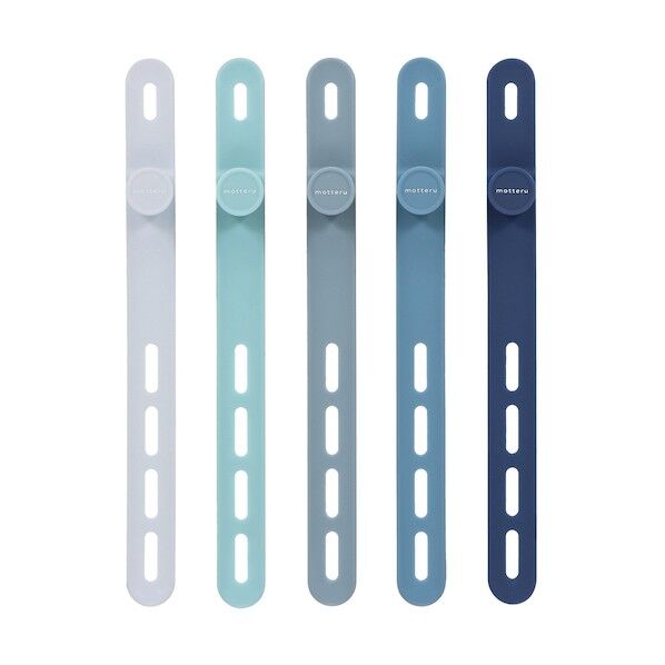 ソフトタッチシリコン製ケーブルバンド大サイズ5色×各1本セット アクアカラー