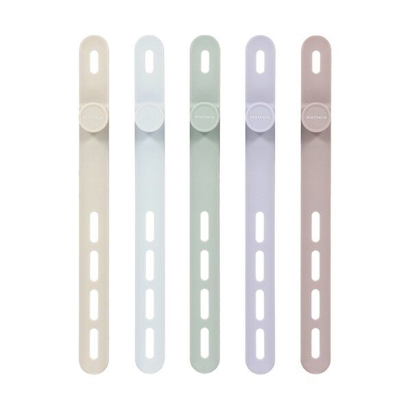 ソフトタッチシリコン製ケーブルバンド大サイズ5色×各1本セット スモーキーカラー MOT-CBBAND04-SK 1個...