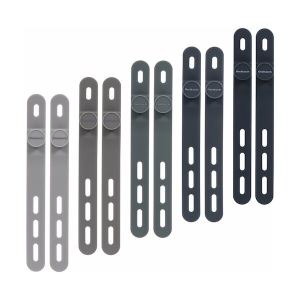 ソフトタッチ シリコン製ケーブルバンド 5色×各2本セットブラックグラデーション OEC-CBBAND0210-BKGD 1個...