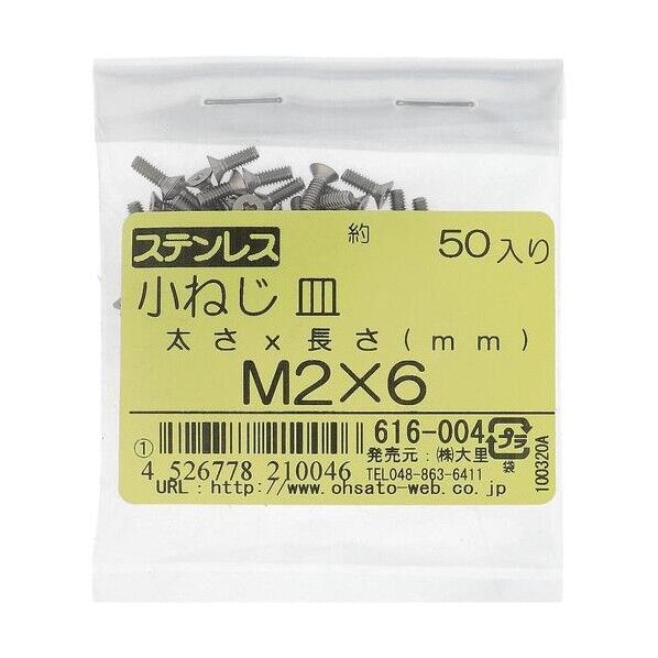 大里 ステン コネジ サラ M2X6(50) 616-004 1点