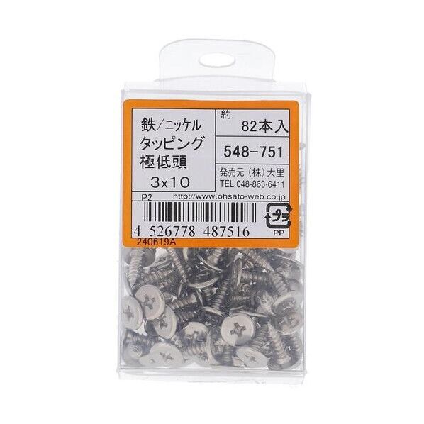 鉄ニッケルメッキ極低頭タッピング3X10