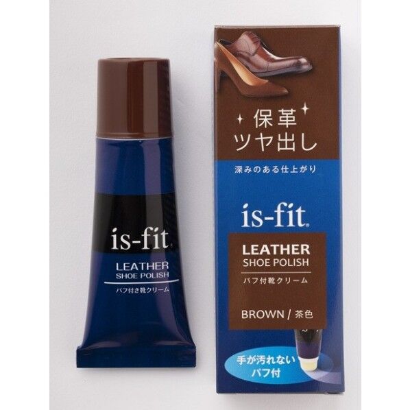 is-fit パフ付靴クリーム 50g 茶 1本...