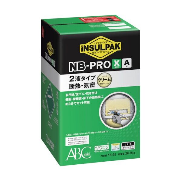 ※法人専用品※ 簡易型発泡ウレタンフォーム2液タイプインサルパックNB-PRO/X用 A液(ノンフロンボンベタイプA液) 15.9L クリーム NBXA 1個...