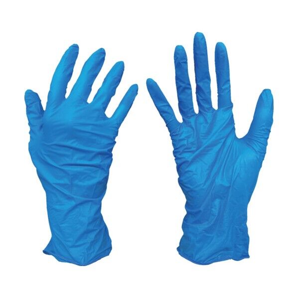 オカモト 854B 衛生思いのニトリルライト手袋 ブルー粉無 379233