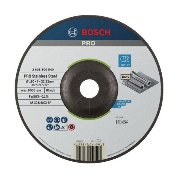 ボッシュ株式会社 (Bosch Corporation) PRO研削砥石 ステンレス用180mm 180×180×6.8mm 2608600540 1枚