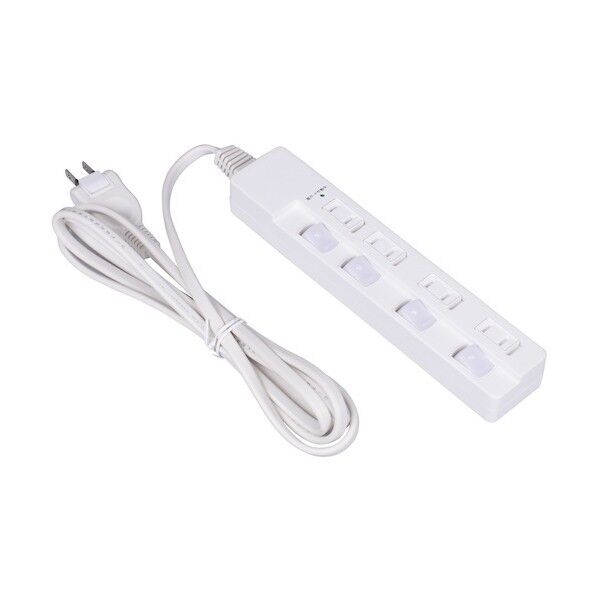 安全機能満載スイッチ付OAタップ/4個口/2m/ホワイト TAP-041-20W 1点