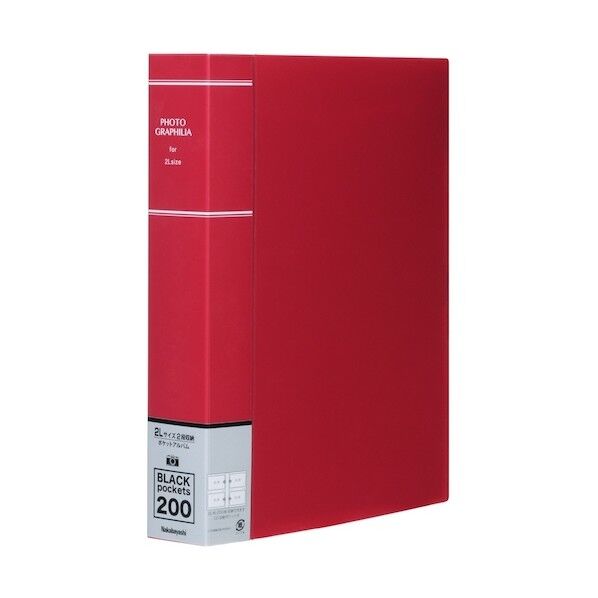 ナカバヤシ フォトグラフィリア2L判2段200P/レッド PH2L-1020-R 1冊