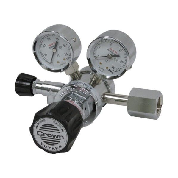 ブラス製バルブ付二段式精密圧力調整器 ヘリウム用