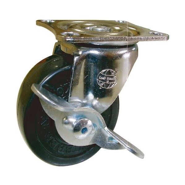 ゴムキャスター38ブレーキ付 黒・クロームメッキ 38mm 14030 1個