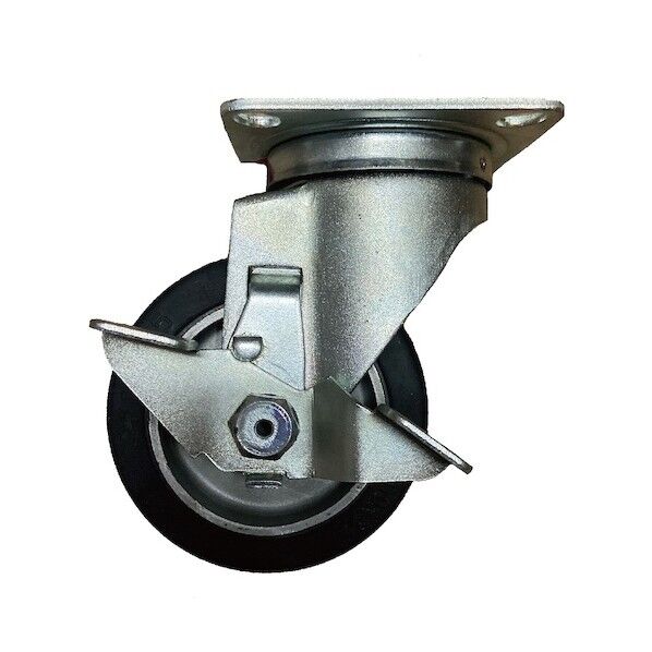 ゴムキャスター100ブレーキ付 黒･クロームメッキ 100mm 14109 1個