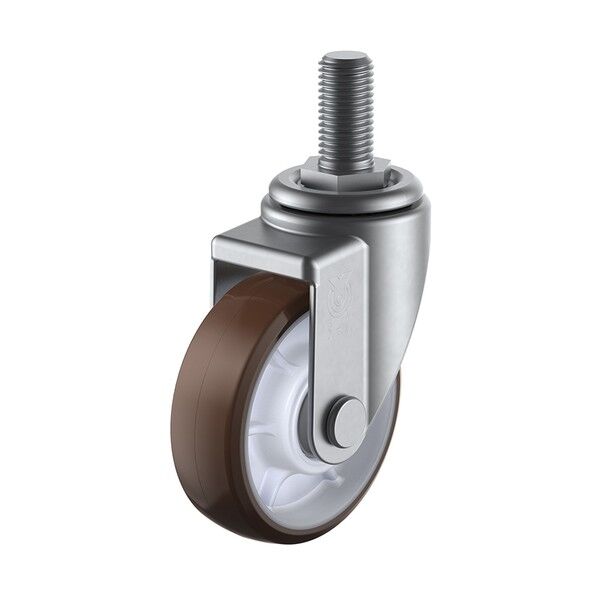  ねじ込み式 自在 ステンレスキャスター ウレタン 車輪径100mm  Jタイプ SUS-SJT型 ネジ寸法M20×40ピッチ2．5 SUS-SJT-100BRU-BC-M20-40...