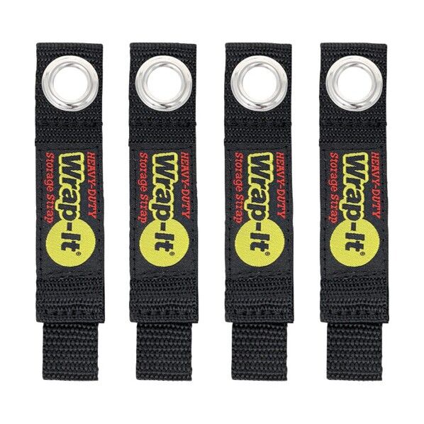 超強力 フック用収納ストラップ 7インチ 4個入 ブラック