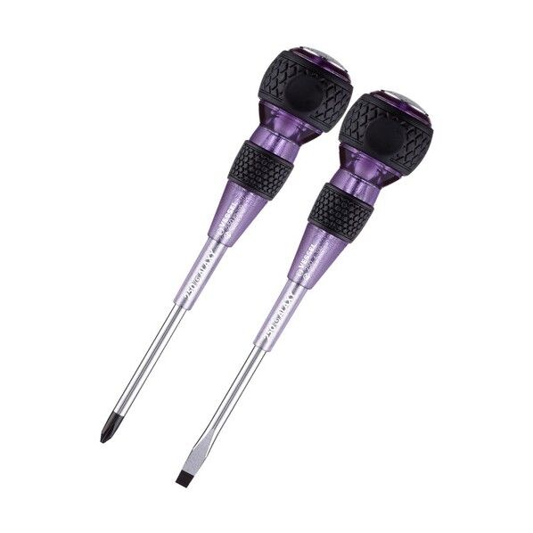 250-2PS-GPU ボールグリップ安全貫通ドライバー2本組 ギャラクシー紫