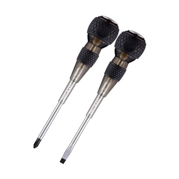 250-2PS-GBK ボールグリップ安全貫通ドライバー2本組 ギャラクシー黒